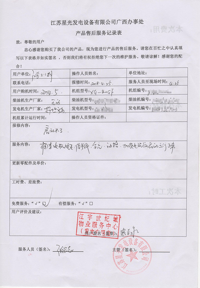 江宇世紀城800KW發(fā)電機